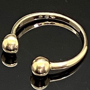 Solid 14K Yellow Gold Round Bead Open Band Ring